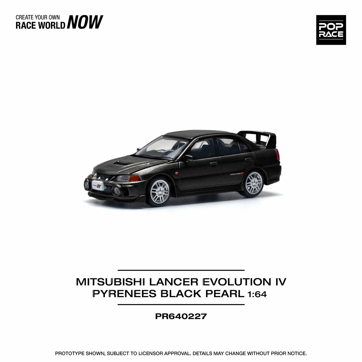 Mitsubishi Lancer Evolution IV Pyrenees Black Pearl Pop Race 1/64 scale