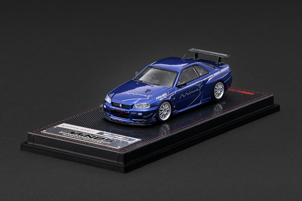 (PRE-ORDER) Nissan Skyline GT-R Mine's R34 Blue Metallic Ignition Model 1/64 IG4094