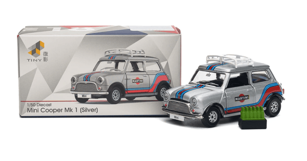 Mini Cooper Mk 1 Silver Martini Tiny 1:50 scale