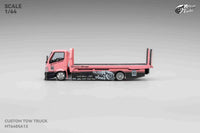 Simon's Garage Custom Hauler Flat Bed Tow Truck Pink  Micro Turbo 1/64 scale