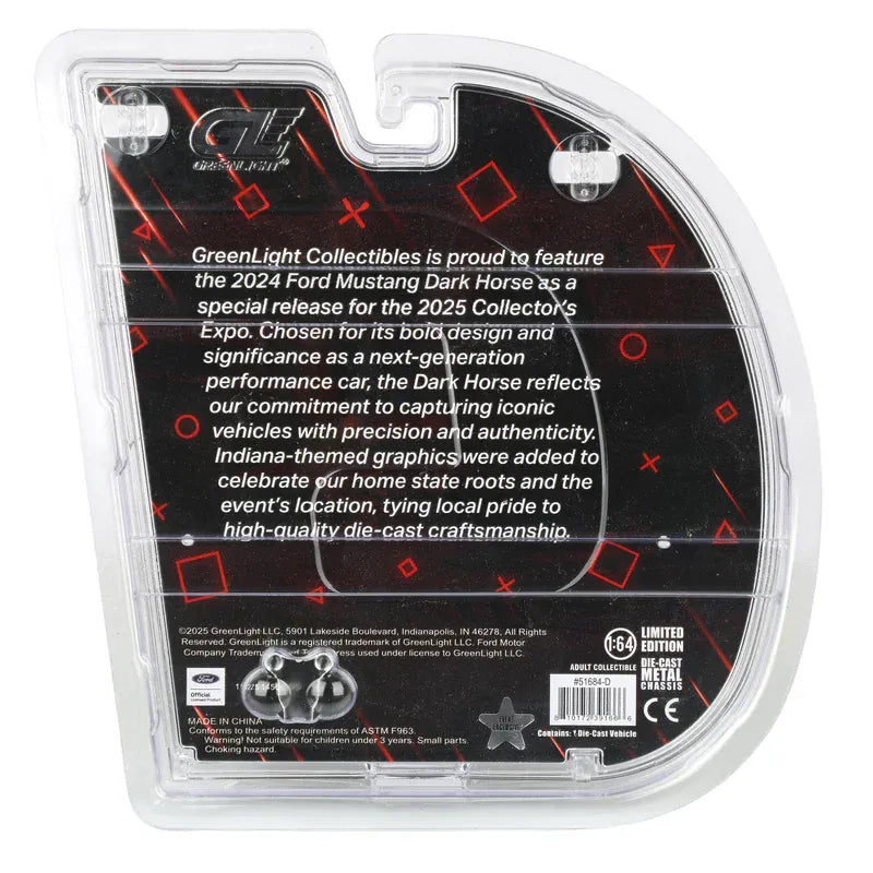 2024 Ford Mustang Dark Horse Red with Indiana Stripe Greenlight Waltersons Product Expo Exclusive Greenlight 1:64 51684-D