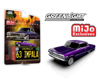 (PRE-ORDER) Lowriders 1963 Chevrolet Impala SS w/ Mini Metal License Plate Candy Purple Mijo Exclusives Greenlight 1:64 51757-C