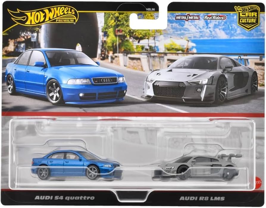 2 Pack Audi S4 Quattro and Audi R8 LMS Hot Wheels 1/64