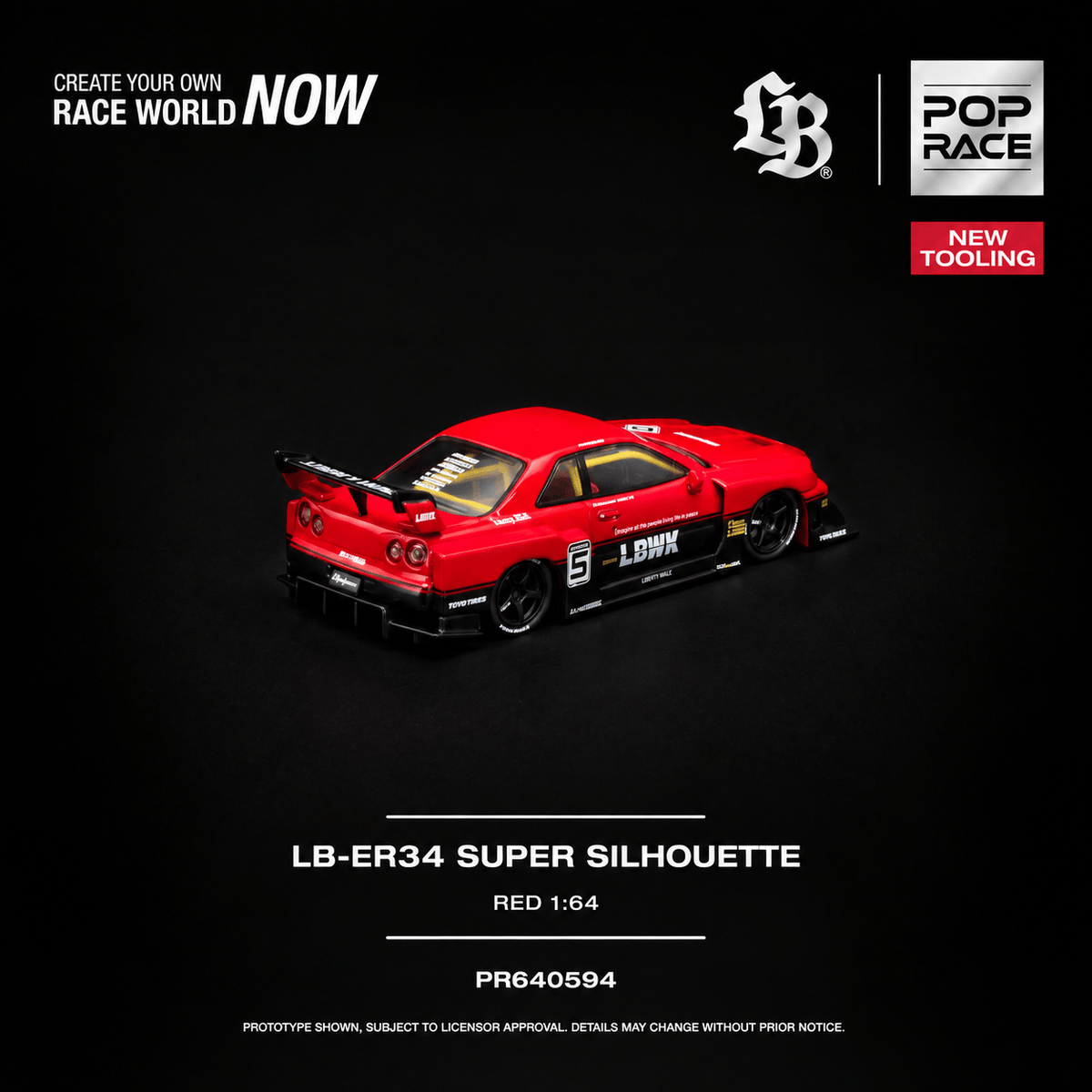 (PRE-ORDER) Nissan Skyline LB-ER34 Super Silhouette Red Pop Race 1/64 PR640594