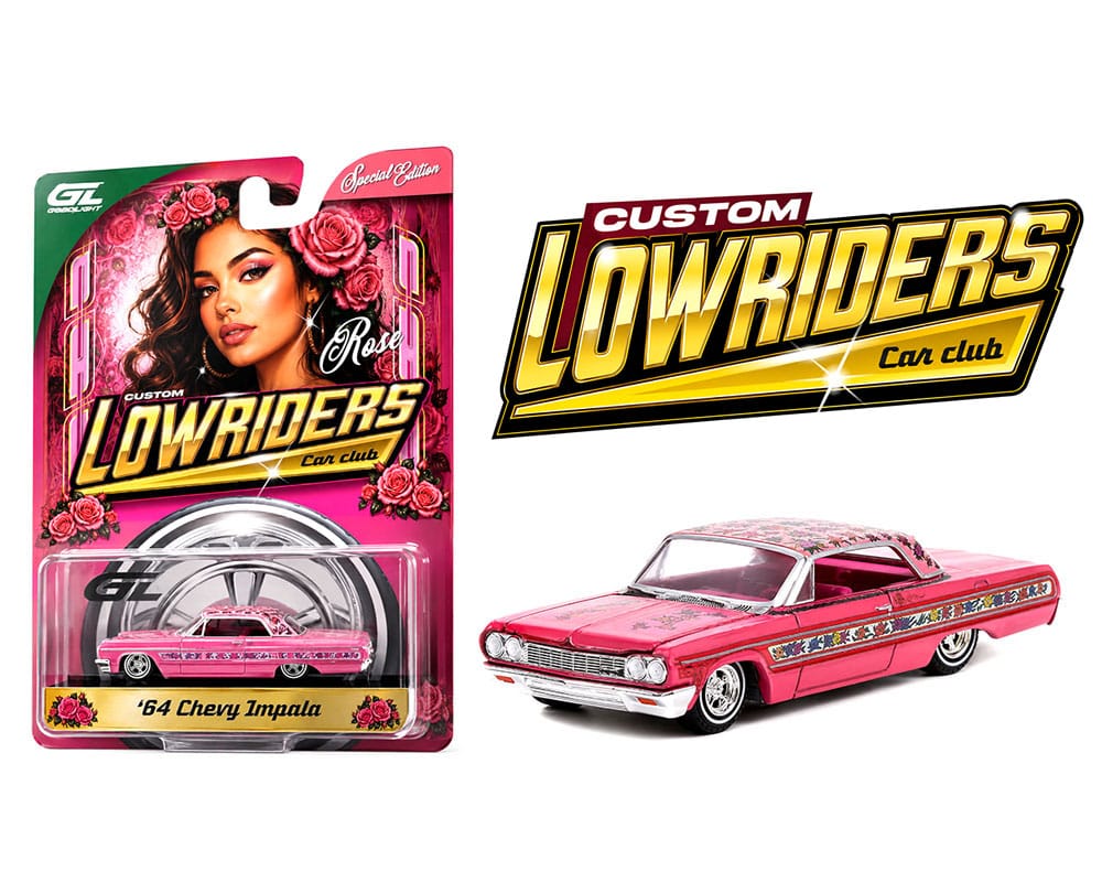 Custom Lowriders 1964 Chevrolet Impala SS Rose Pink Greenlight 1/64 63010-A