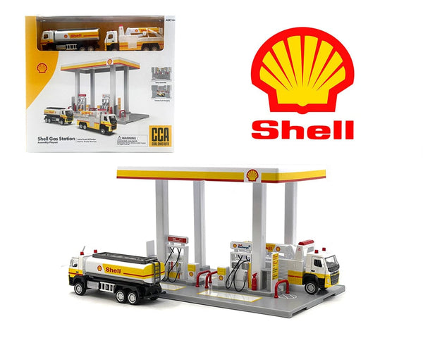 Shell Gas Station Playset with Volvo Oil Tanker & Volvo Tow Truck CCA 1/64 scale 