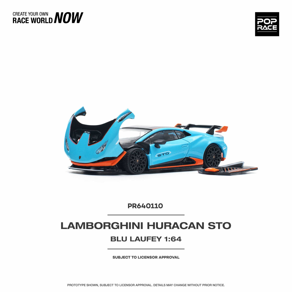 Lamborghini Huracan STO Blu Laufey Arancio Xanto Pop Race 1/64 scale