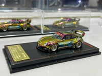 Chase Chrome Porsche RWB 993 Rauh-Welt Begriff  Matte Green Ignition Model 1/64 scale