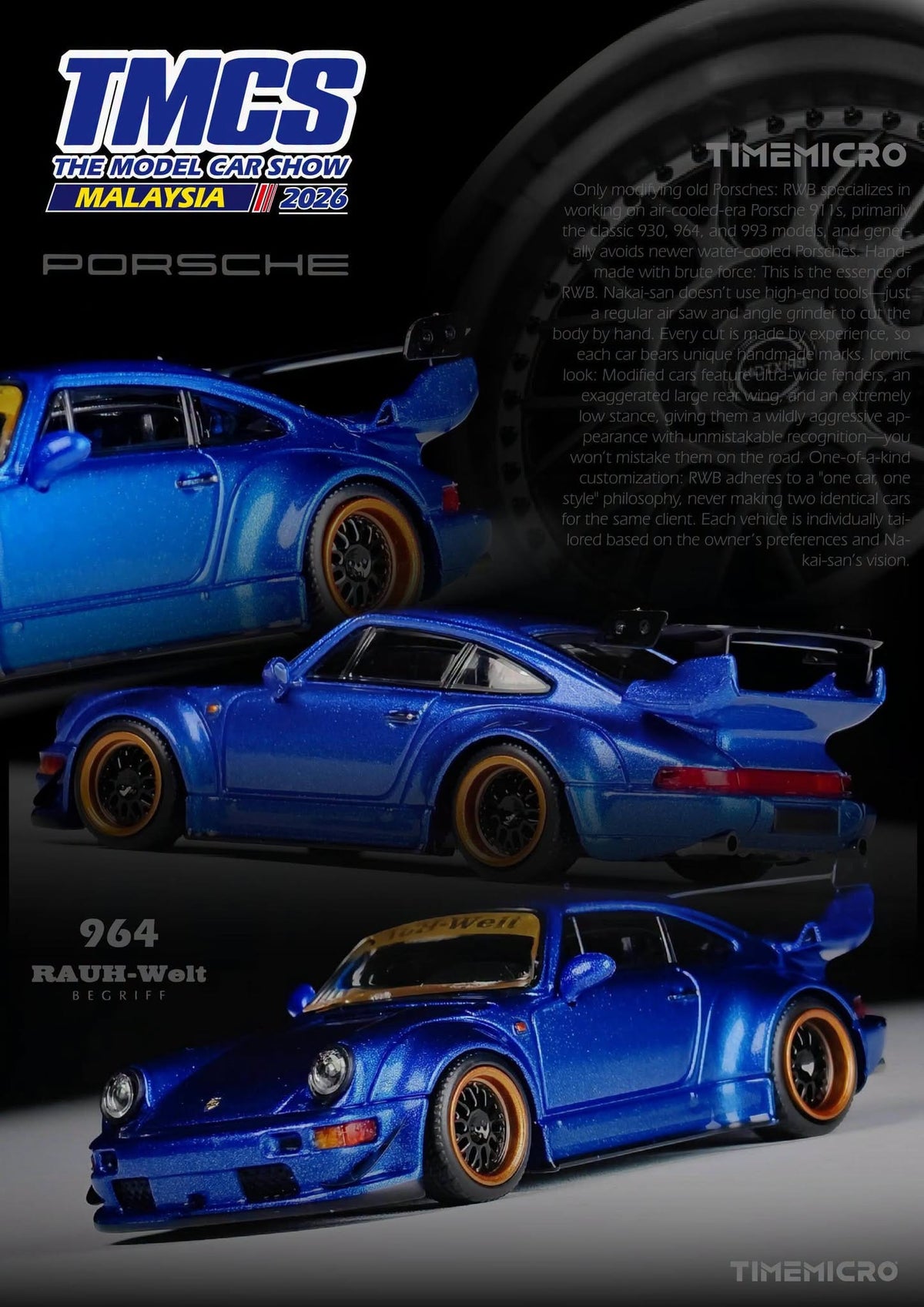 Porsche 911 964 RWB TMCS 2026 Exclusive Numbered Limited to 999 models made TimeMicro