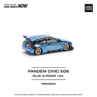 Pandem Honda Civic EG6 Blue Chrome Pop Race 1/64