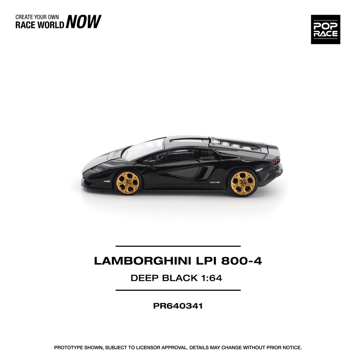 Lamborghini Countach LPI 800-4 DEEP BLACK Pop Race 1/64 scale