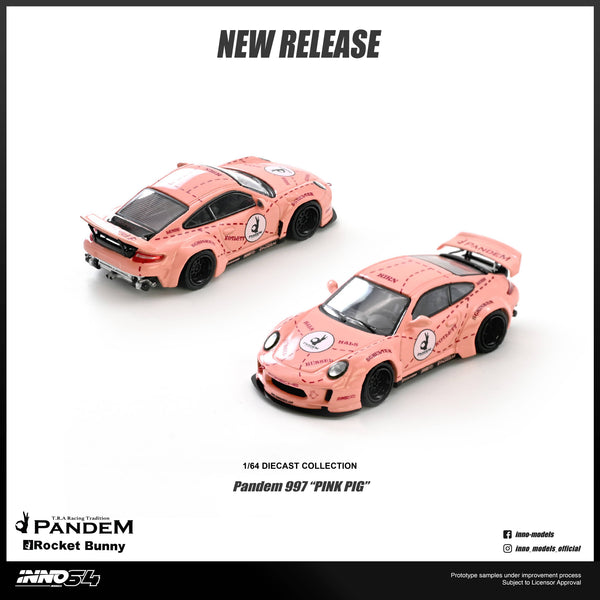 Porsche 911 997 Pandem Pink Pig Inno64 1/64 scale
