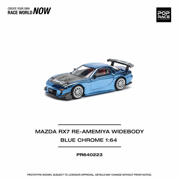 Mazda RX-7 (FD3S) RE-AMEMIYA WIDEBODY BLUE Chrome 1/64 Pop Race