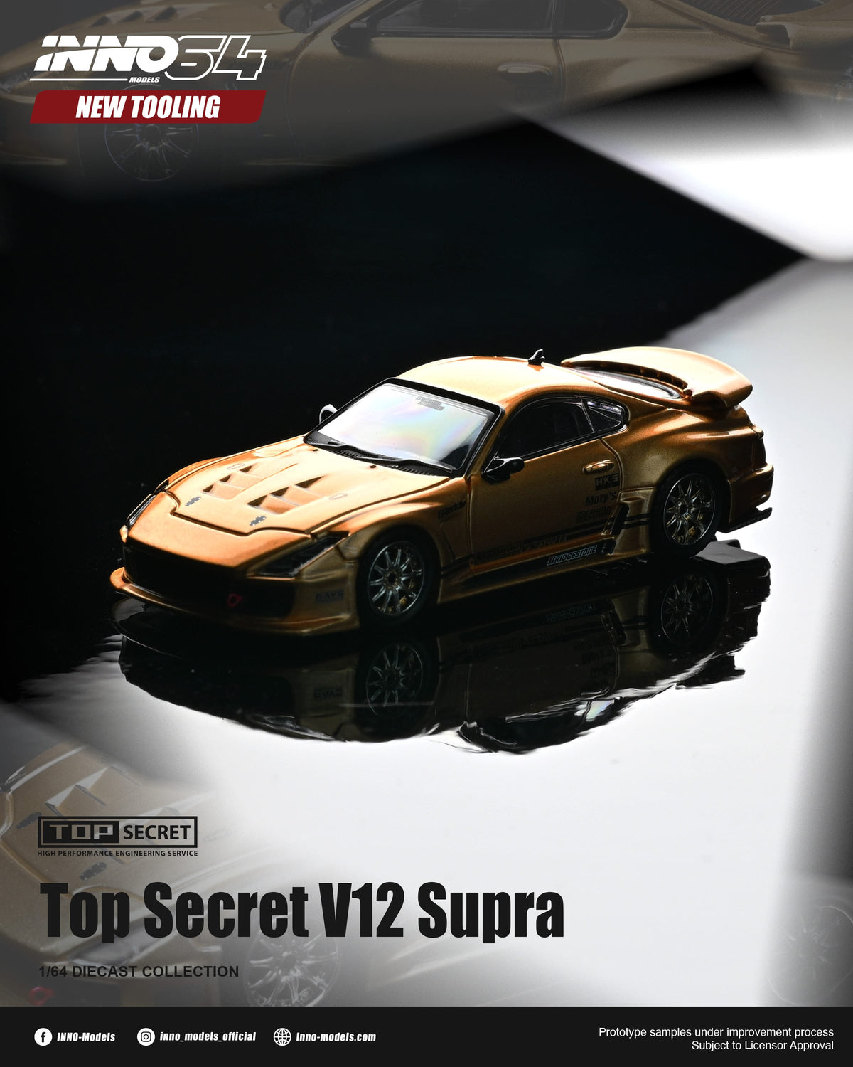 Toyota Supra V12 Top Secret Gold Inno64 1/64 scale