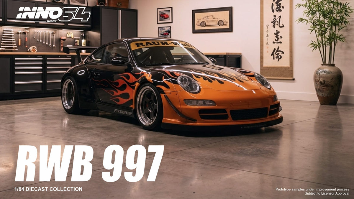 Porsche RWB 997 Orange Burning Flame Inno64  1/64 scale