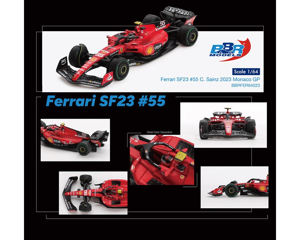 Ferrari F1 SF23 #55 C. Sainz 2023 Monaco GP BBR Models 1/64