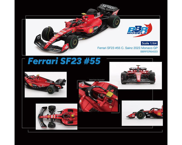 Ferrari F1 SF23 #55 C. Sainz 2023 Monaco GP BBR Models 1/64