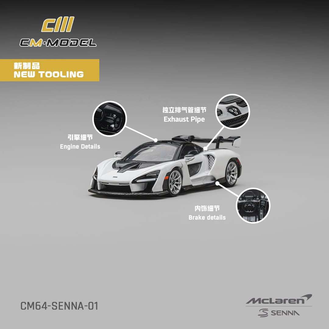 (PRE-ORDER) McLaren Senna Silica White CM Model 1/64