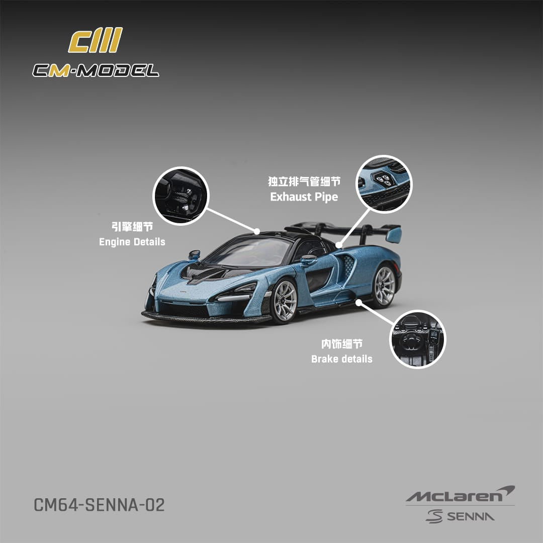 (PRE-ORDER) McLaren Senna Ice Blue CM Model 1/64
