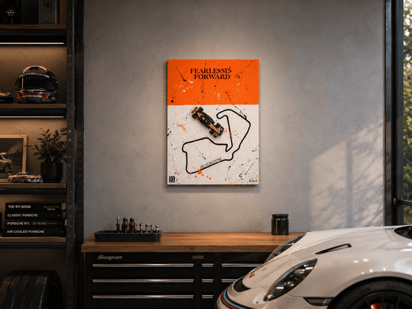 PAPAYA UNLEASHED - FEARLESSLY FORWARD | Original 3D Mixed-Media Automotive Wall Art (9 × 12") (Copy)