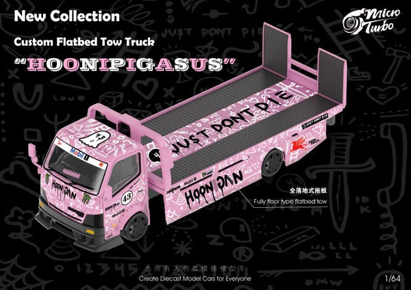 Custom Flatbed Pink Truck Micro Turbo 1/64 scale