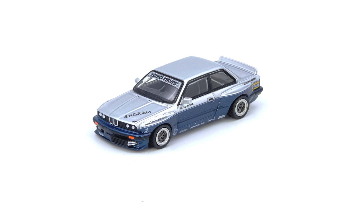 BMW E30 M3 Silver Blue Inno64  1/64 scale