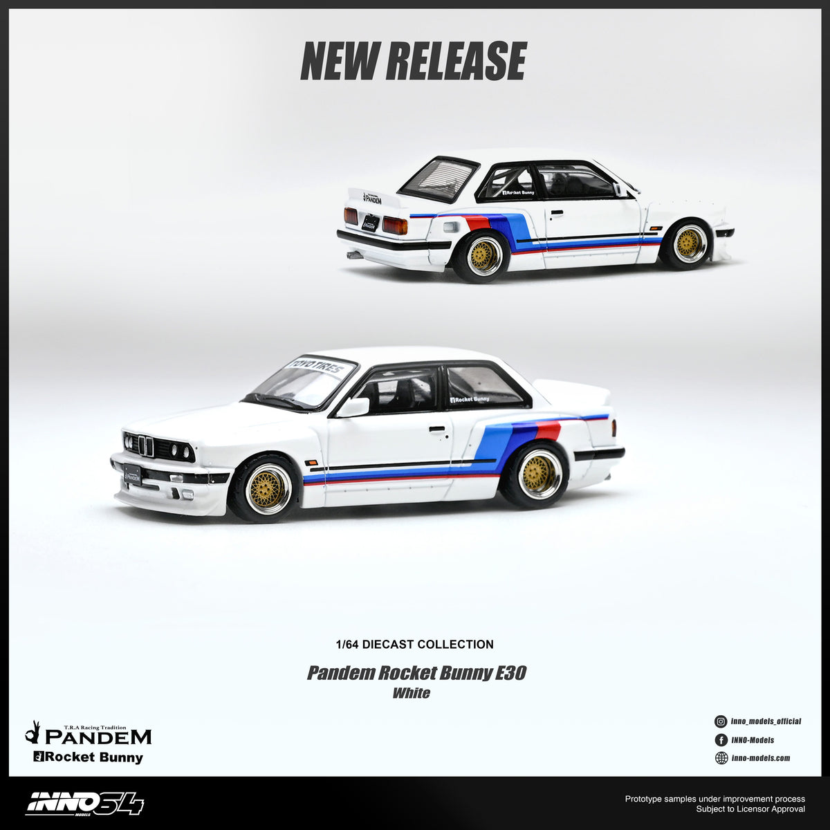 BMW E30 M3 Pandem Rocket Bunny White Inno64 1/64 scale