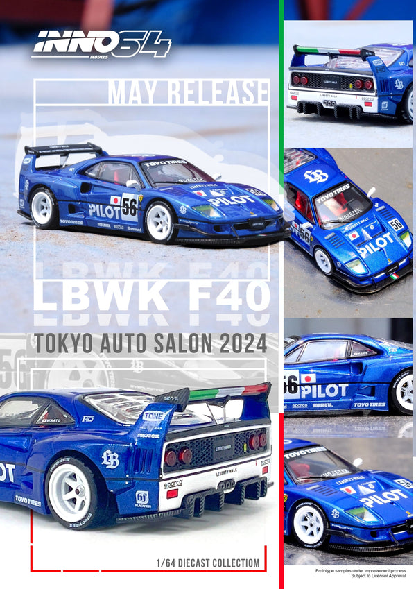 Ferrari F40 Blue Liberty Walk Tokyo Salon 2024 Inno64 1/64 scale