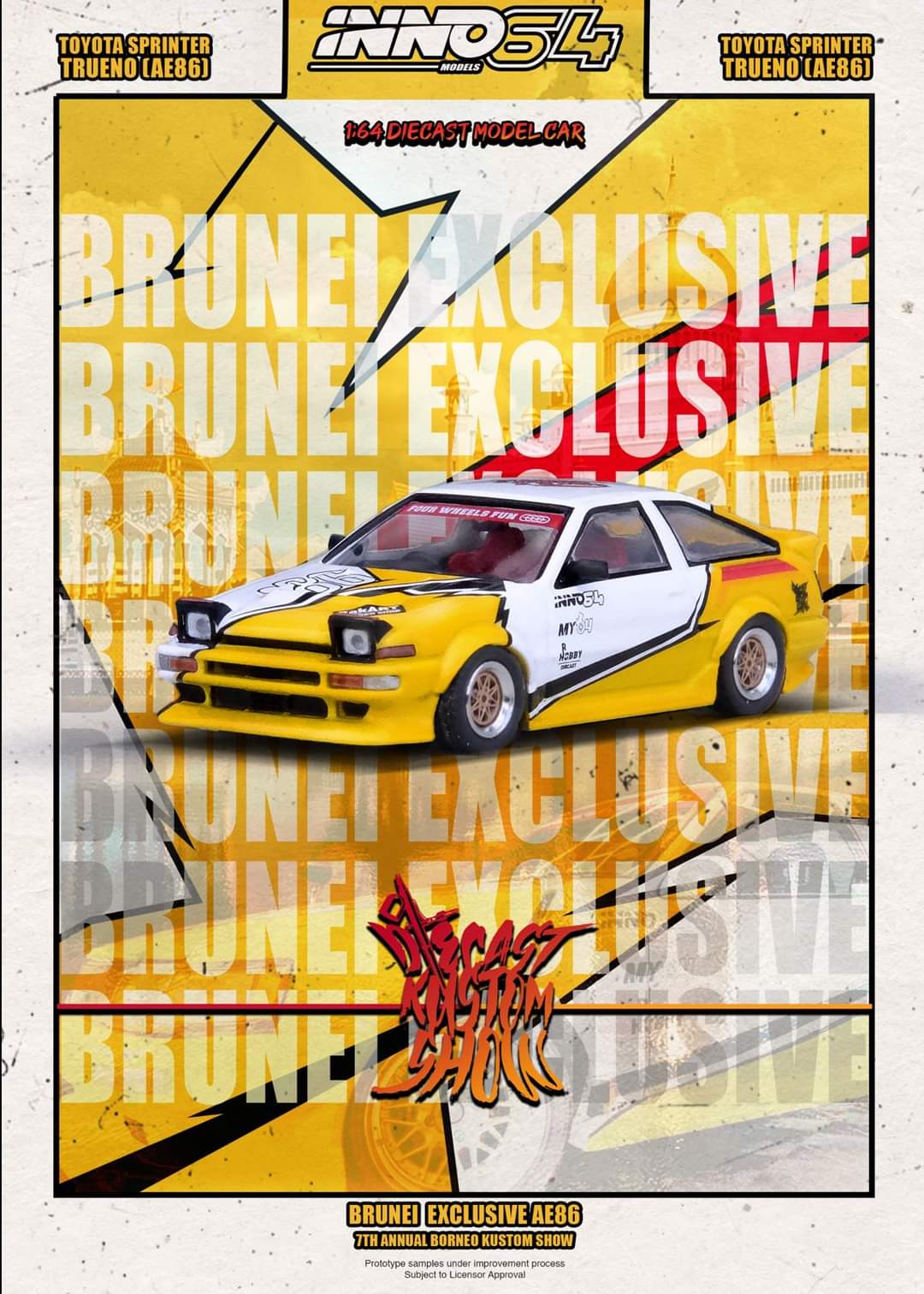 Brunei Kustom Show Exclusive Toyota Sprinter Trueno AE86 Inno64 1/64 (pre-order)