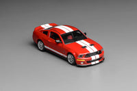 Ford Mustang Shelby GT500 2007 RED with White Stripes Motorhelix x Greenlight 1:64