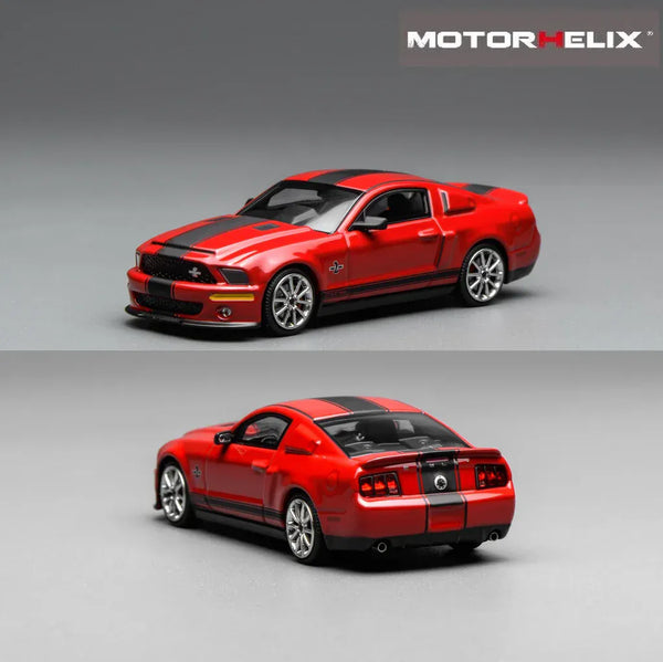 Ford Mustang Shelby GT500 Super Snake 2007 RED with Black Stripe Motorhelix x Greenlight 1:64