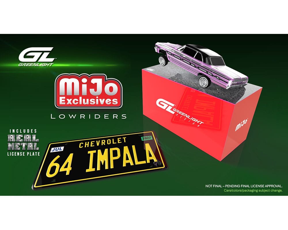 (PRE-ORDER) Lowriders 1963 Chevrolet Impala SS w/ Mini Metal License Plate Dark Green Mijo Exclusives Greenlight 1:64 51757-D
