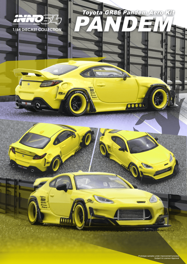 Toyota GR86 Pandem Yellow Inno64 1/64 scale