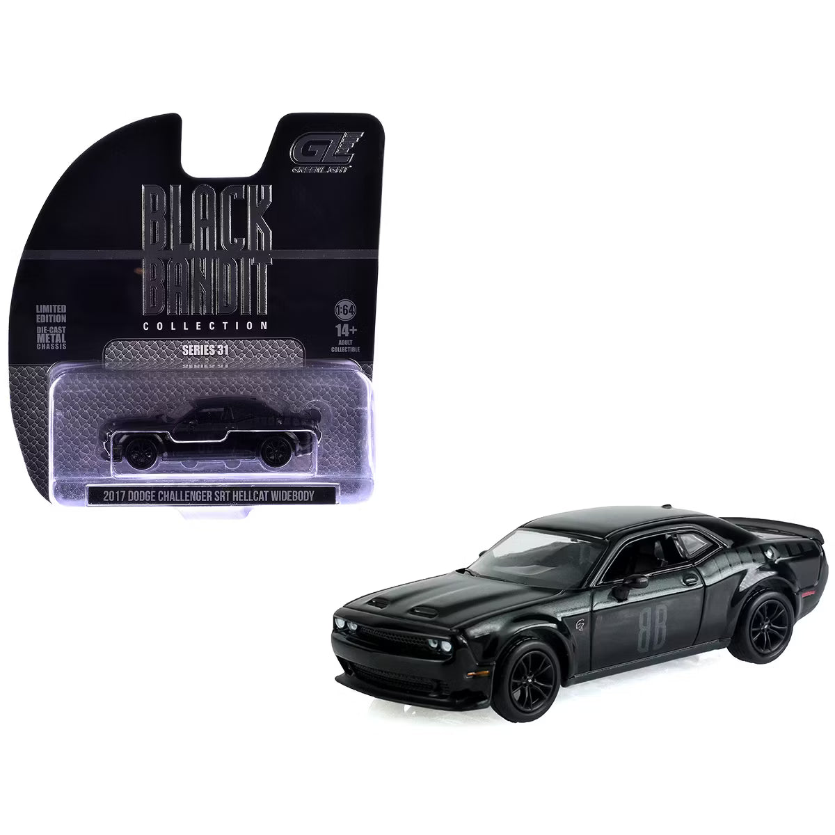 2017 Dodge Challenger SRT Hellcat Widebody Black Bandit Series 31 Greenlight 1:64