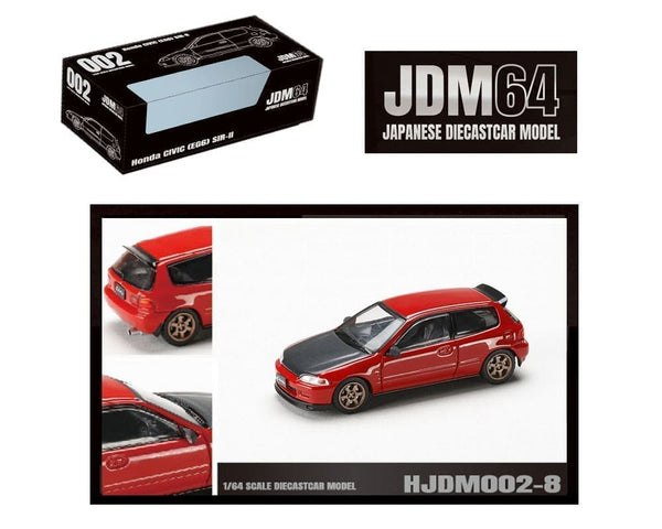 Honda Civic (EG6) SIR-II JDM Style Milano Red with Carbon Hood Hobby Japan 1:64
