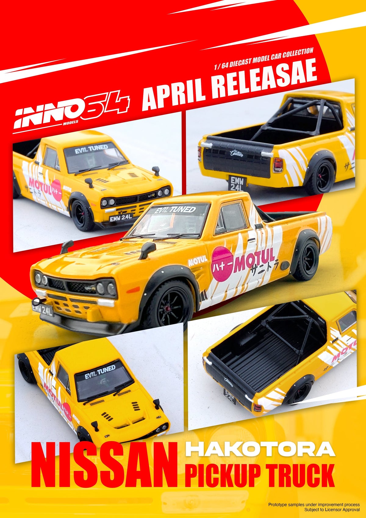 Nissan Sunny Hakotora Pick up truck Motul Livery Inno64 1/64 scal