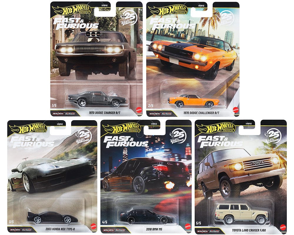 Fast & Furious 25Th Anniversary Premium 2026 Q Assortment 5x Car Set Hot Wheels 1:64