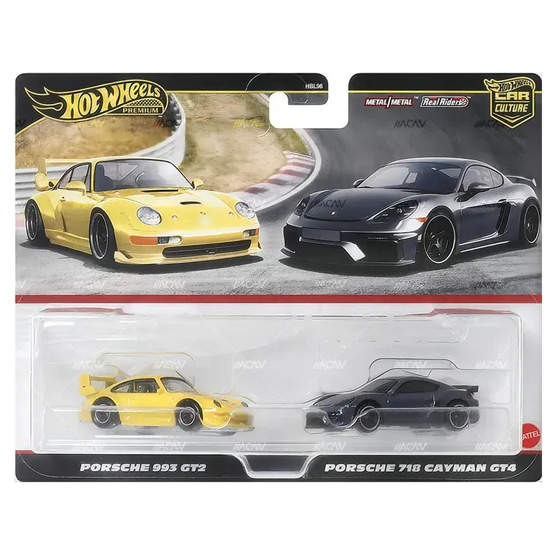 2 Pack Porsche 993 GT2 and Porsche 718 Cayman GT4 Hot Wheels 1/64