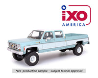 (Pre-order) 1978 Chevrolet Silverado K30 Crew Cab Fleetside Lifted Blue with White Limited Edition IXO Model 1:64