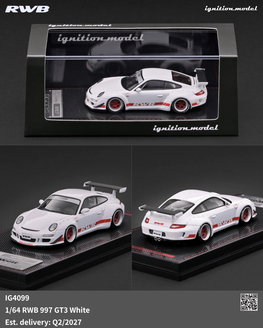 (PRE-ORDER) Porsche RWB 997 GT3 White Ignition Model 1/64