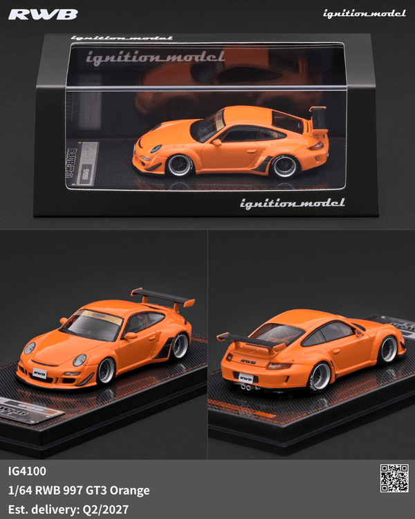 (PRE-ORDER) Porsche RWB 997 GT3 Orange Ignition Model 1/64 IG4100