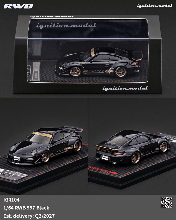 (PRE-ORDER) Porsche RWB 997 Black Ignition Model 1/64 IG4104