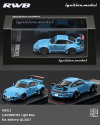 (PRE-ORDER) Porsche RWB 993 Light Blue Ignition Model 1/64