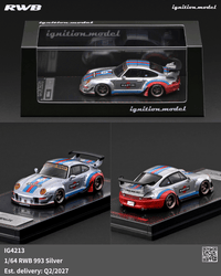 (PRE-ORDER) Porsche RWB 993 Silver Martini Ignition Model 1/64