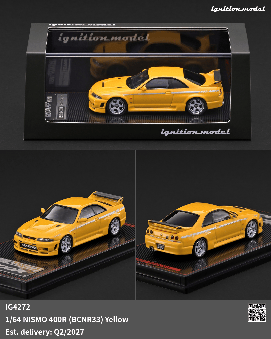 (PRE-ORDER) Nissan Nismo 400R BCNR33 Yellow Ignition Model 1/64