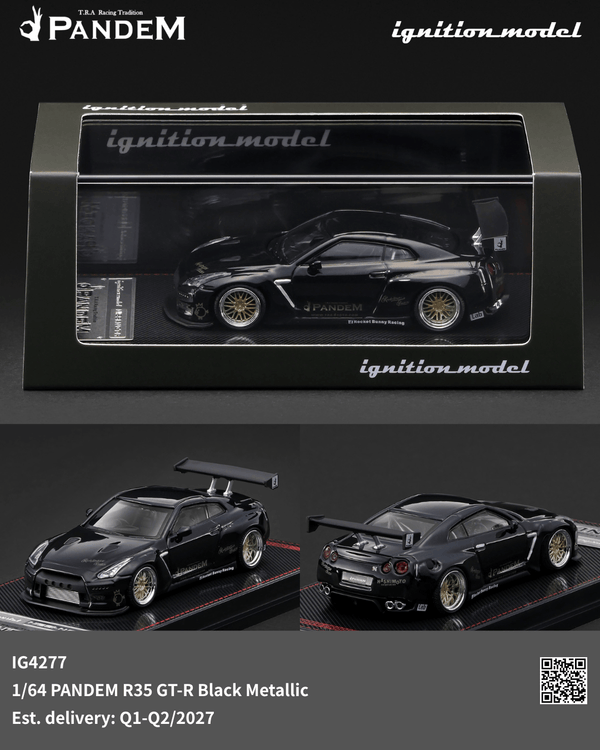 (PRE-ORDER) Nissan Pandem R35 GT-R Black Metallic Ignition Model 1/64 IG4277