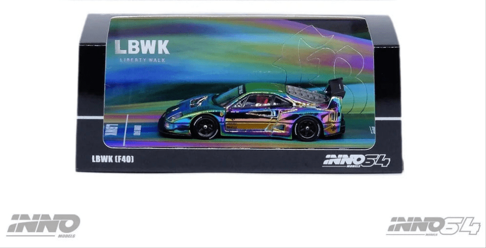 Chase Ferrari F40 Liberty Walk Chrome Hobby Expo Beijing 2024 Special Edition Inno64 (will re-stock soon)