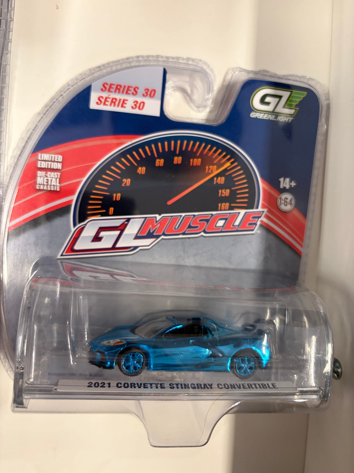 Chase Chrome Blue 2021 Chevrolet Corvette Stingray Convertible – Elkhart Lake Blue -  GreenLight 13370-ECHASE
