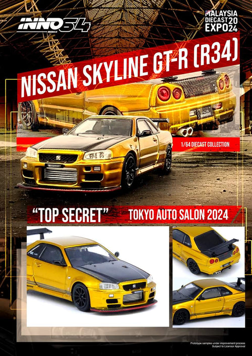 Nissan Skyline GT-R R34 Top Secret MDX Malaysia Diecast Expo Tokyo Auto Salon Inno64 1/64 scale