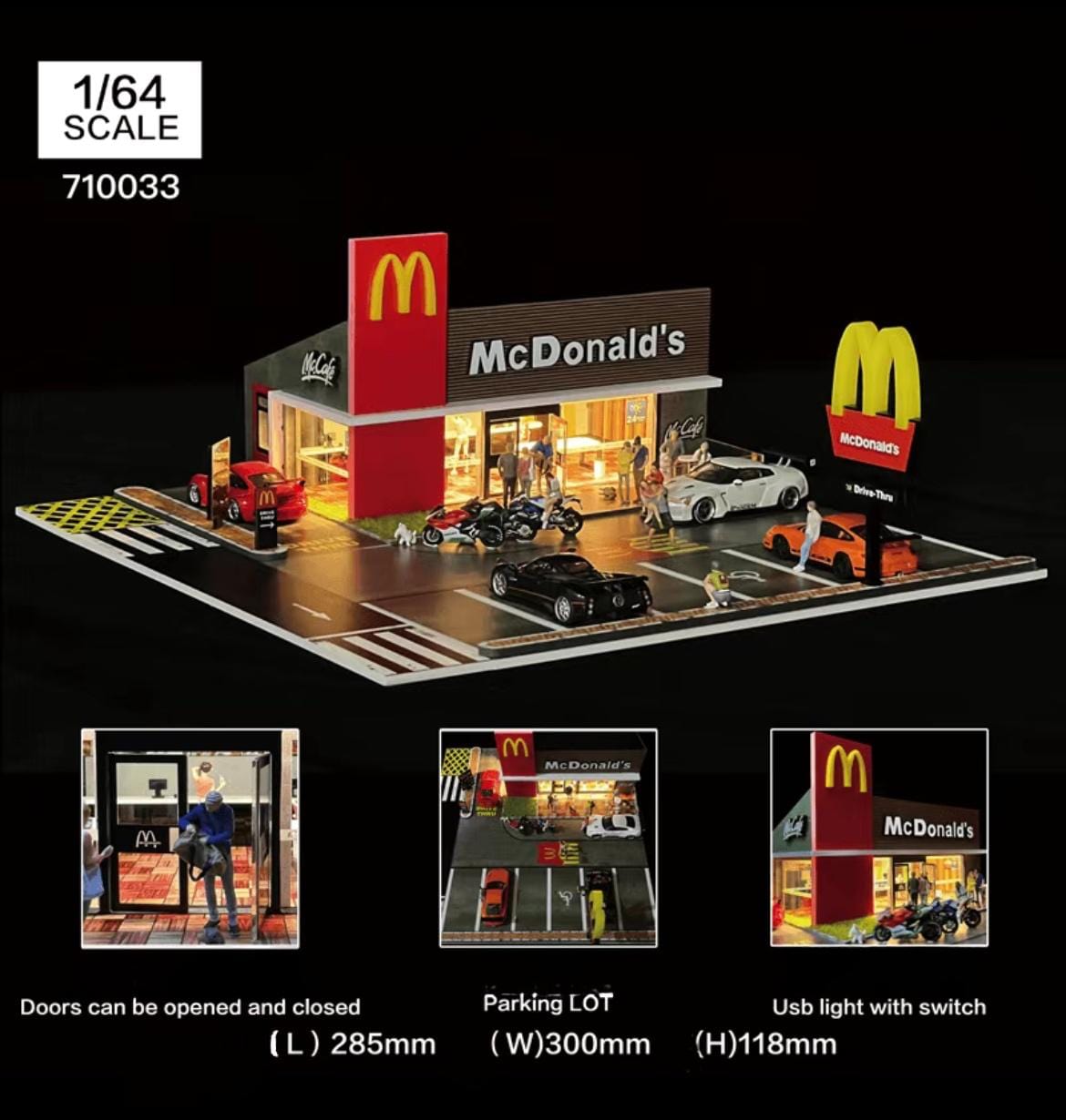 McDonald's American Fast Food diorama G-Fans 1/64 scale with LED lights